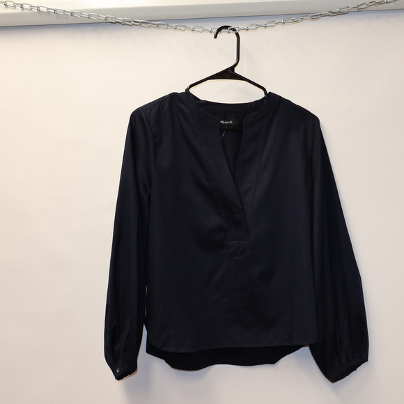 Women's Madewell Navy V-Neck Long Sleeve Blouse Size S - Picture 4 of 14